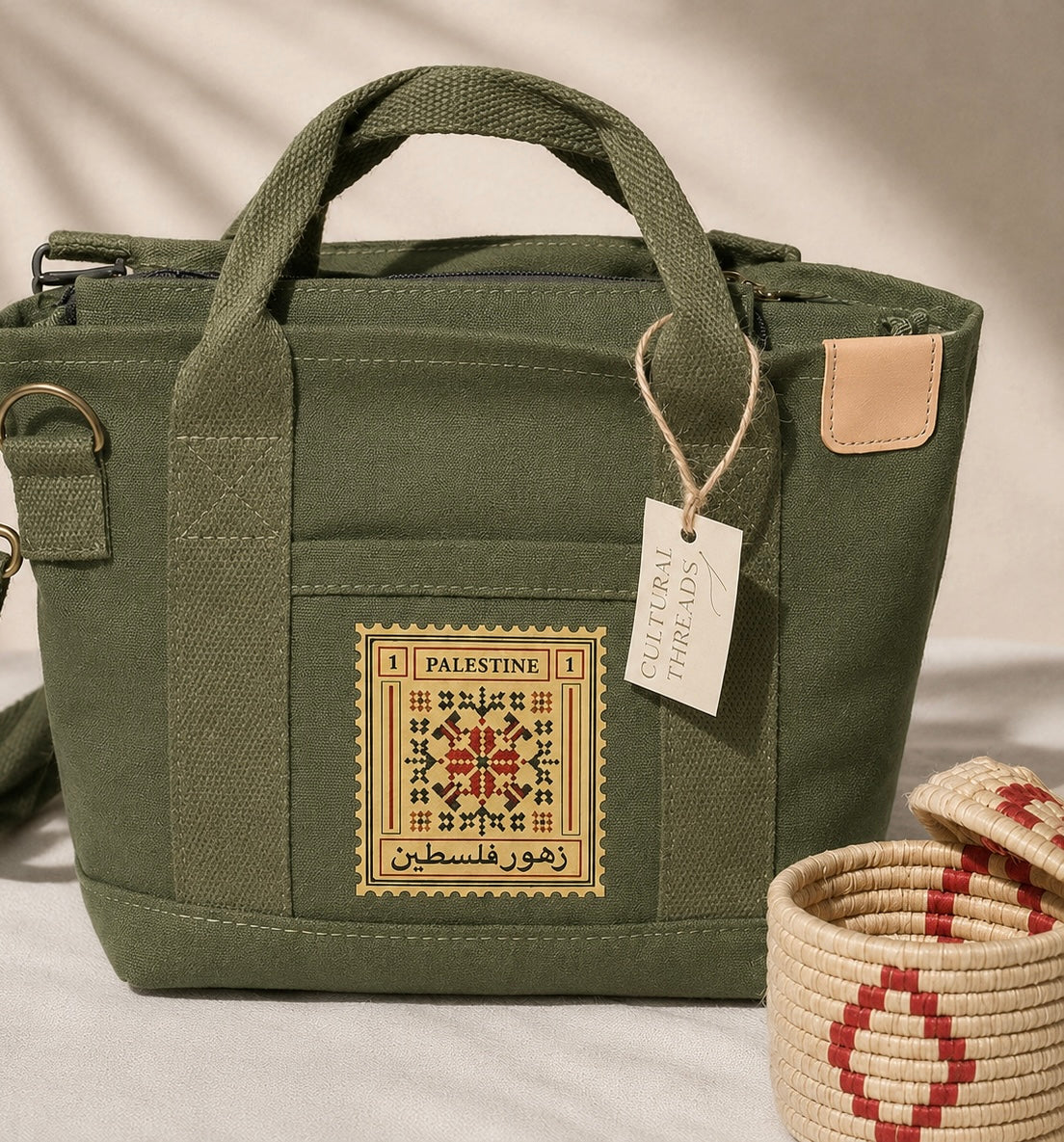 Tatreez Stamp Handbag in Olive Green - coming soon