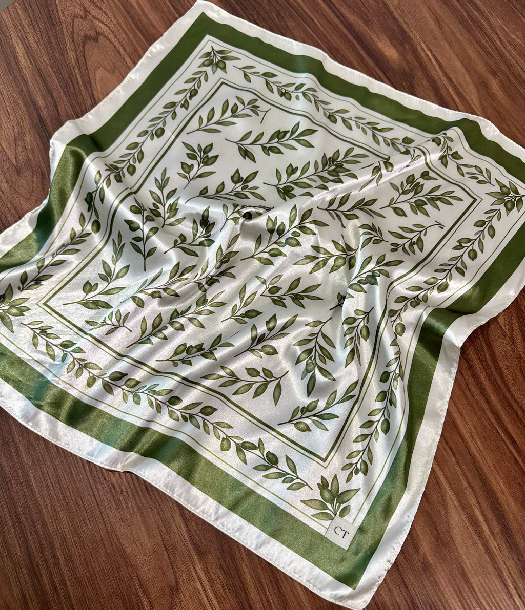 Satin Effect Olive Scarf