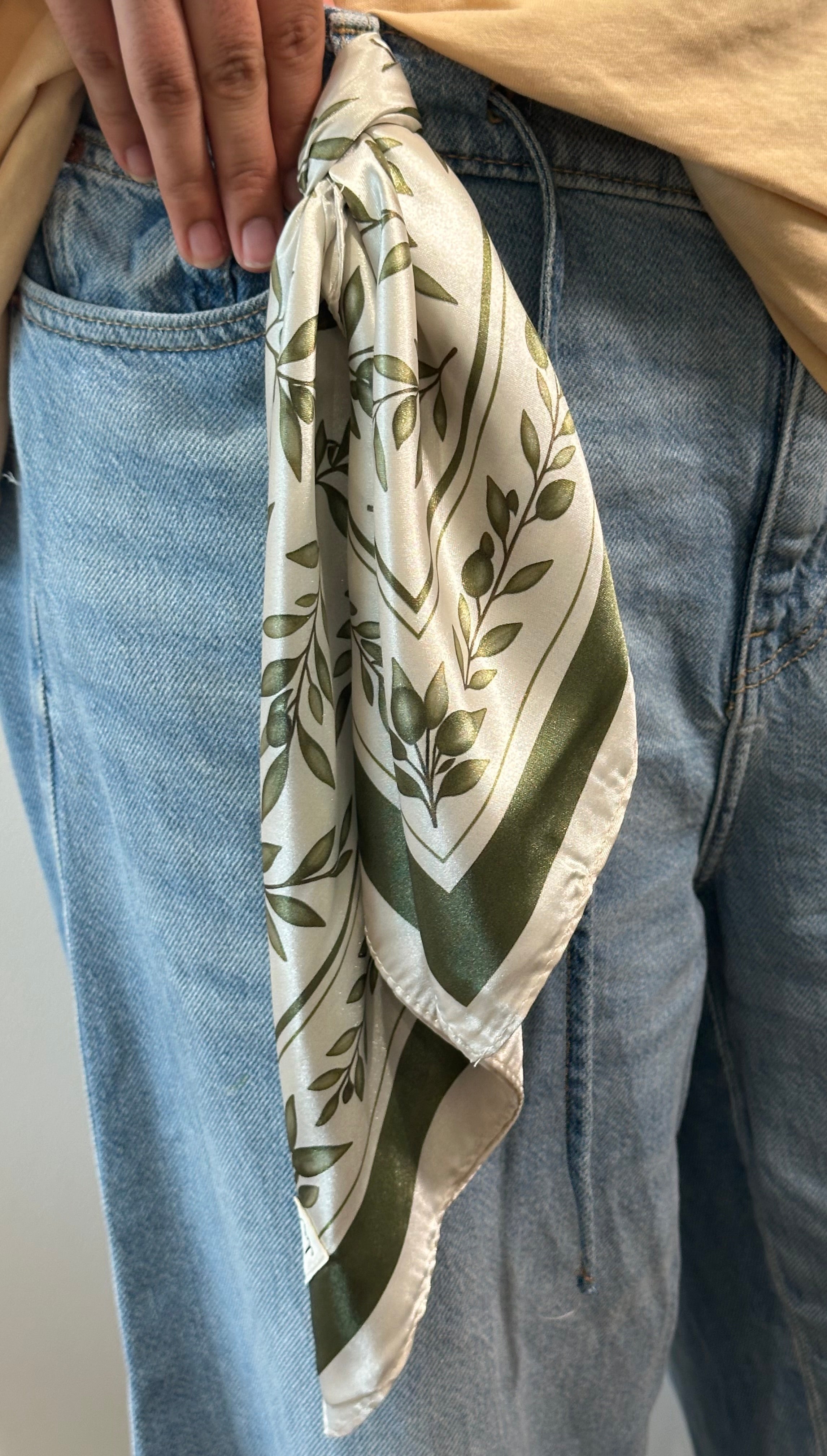 Satin Effect Olive Scarf