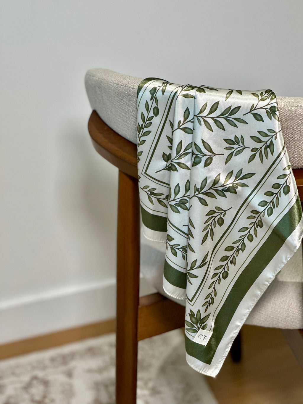 Satin Effect Olive Scarf