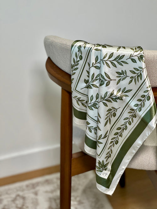 Satin Effect Olive Scarf