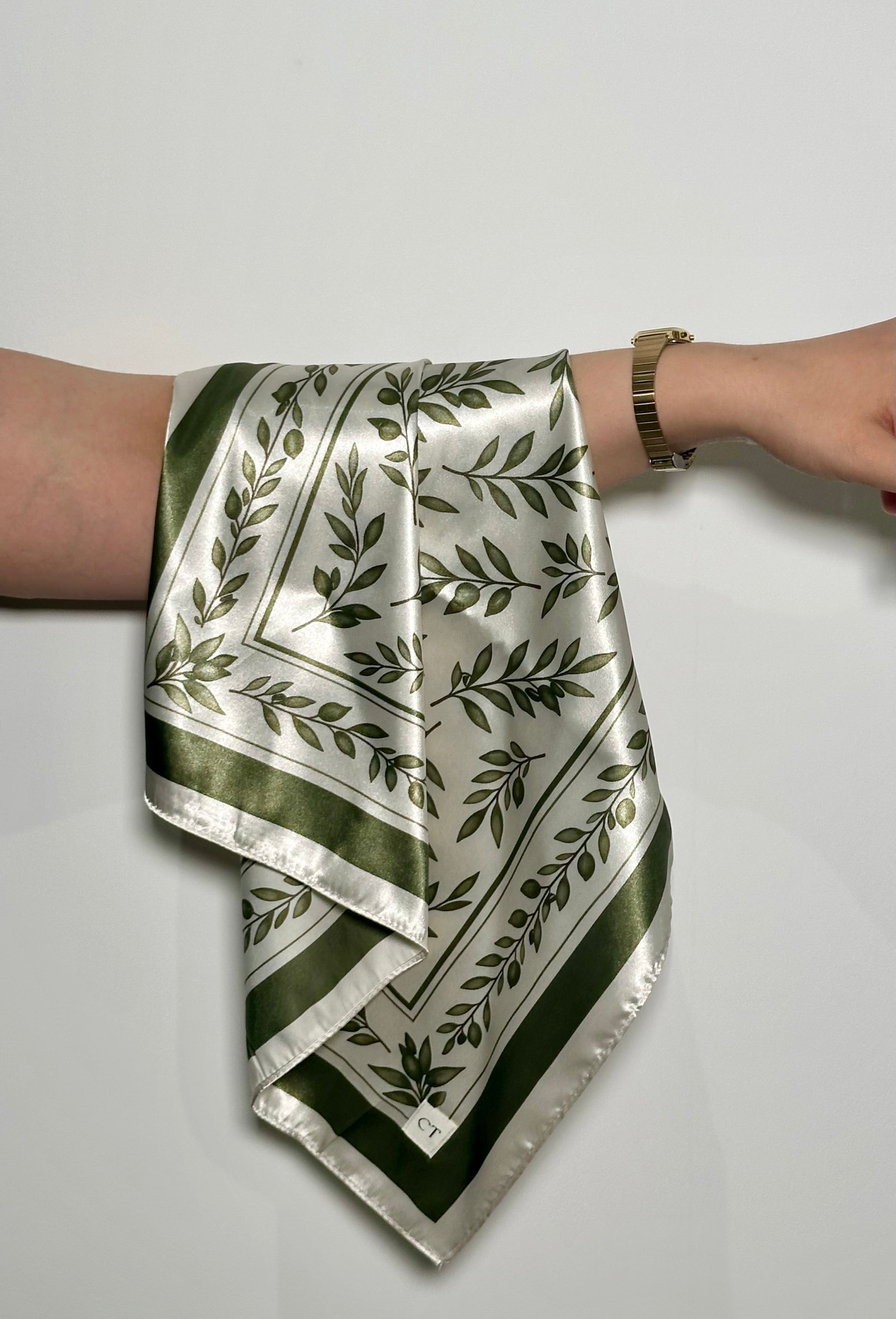 Satin Effect Olive Scarf